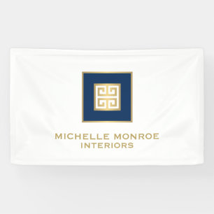 Modern Greek Key Logo Gold/Navy Blue  Banner