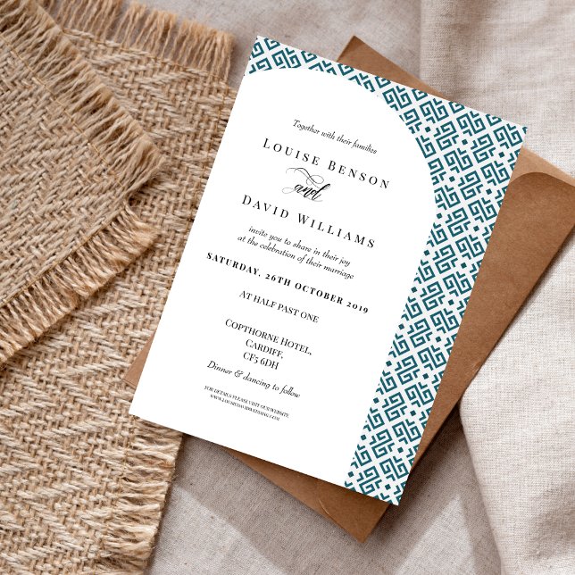 Modern Greek Key Pattern Wedding Invitation (Creator Uploaded)
