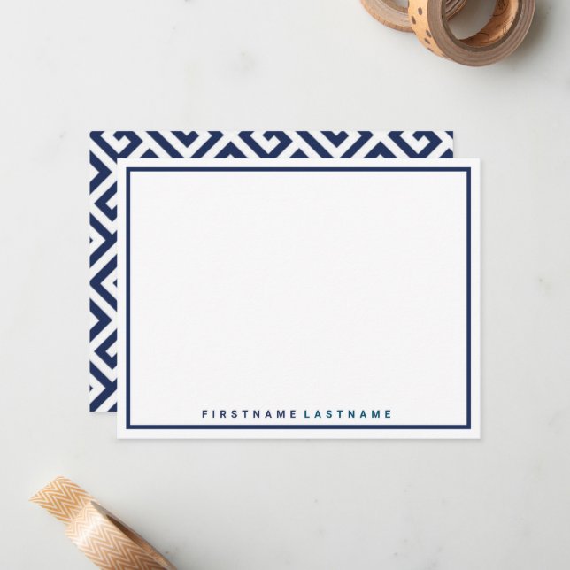 MODERN GREEK KEY PERSONALIZED STATIONARY CARD (Front/Back In Situ)