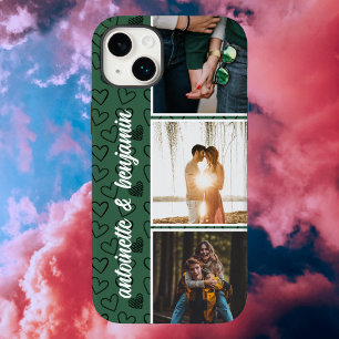 Modern Green 3 Photo Couple Collage  Case-Mate iPhone 14 Plus Case