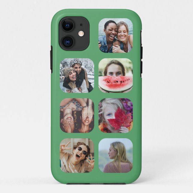modern green 7 Photo Collage Template  Case-Mate iPhone Case (Back)