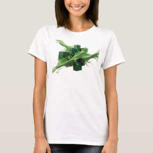 Modern Green Abstract Cubes Graphic Design T-Shirt