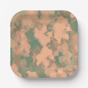 Modern Green Abstract Floral Plate