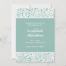 Modern Green Abstract Floral Seaside Wedding Save The Date