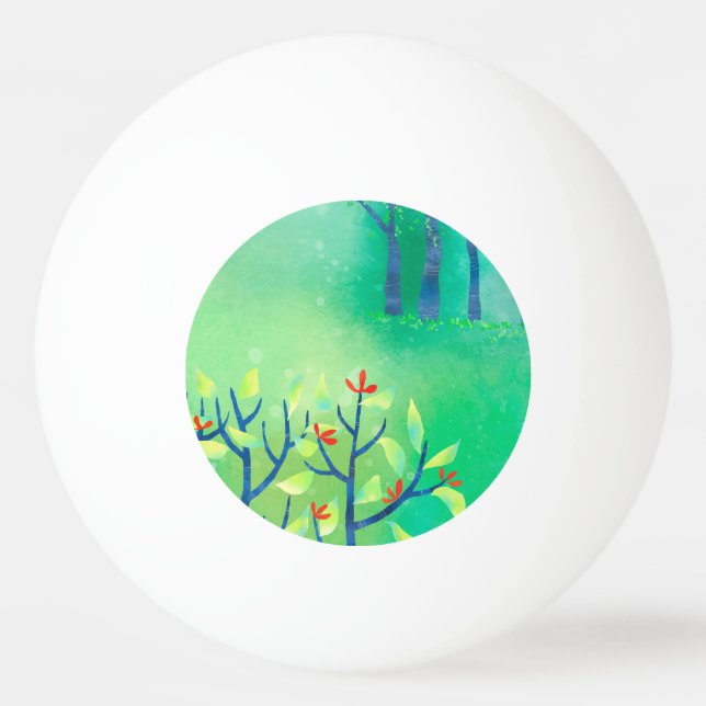 Modern Green Abstract Landscape Ping Pong Ball (Back)