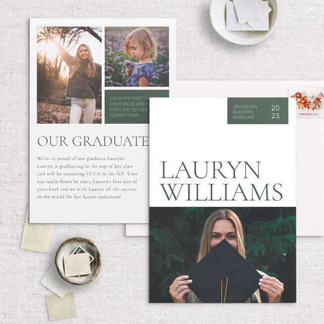 Modern Green Accent Graduation Announcement (Creator Uploaded)