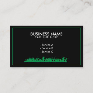 Modern Green and Black Grass Lawn Service Business Card