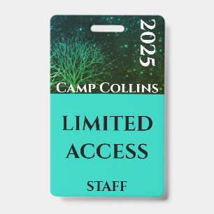 Modern Green and Blue Rustic Camp Staff Badge ID Badge