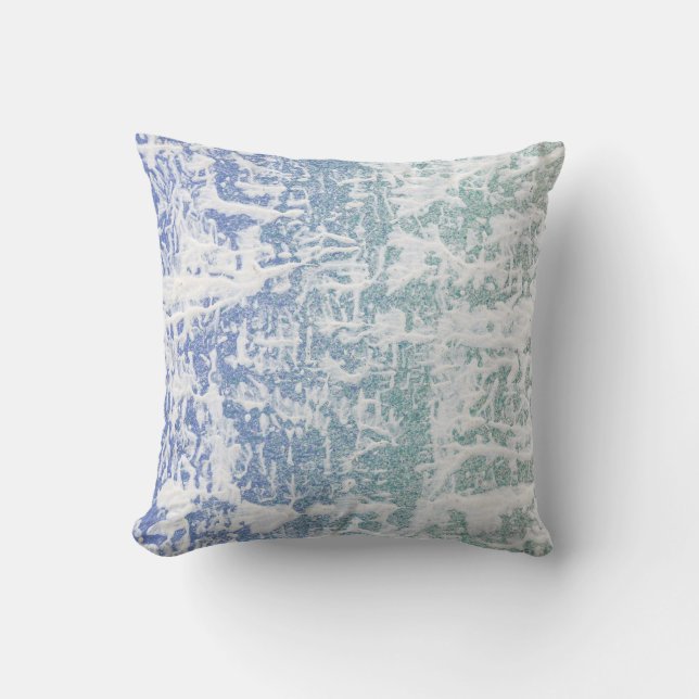 Modern green and blue watercolor abstract pattern cushion (Front)