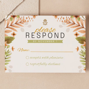 Modern Green and Brown Botanicals RSVP Enclosure Card