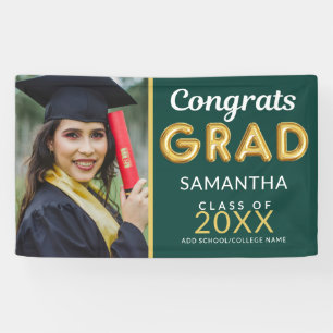 Modern Green And Gold 1 Photo Congrats Grad Banner