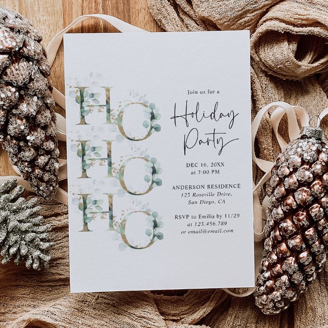 Modern Green and Gold Holiday Party Invitation (Creator Uploaded)