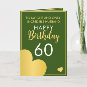 Modern Green and Gold Husband 60th Birthday Card