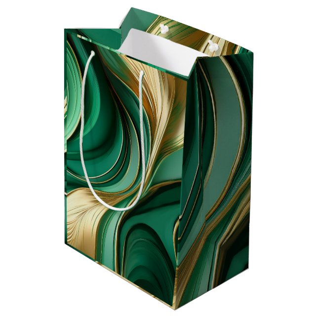 Modern Green and Gold- Medium Gift Bag (Back Angled)