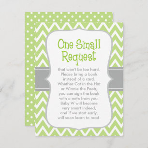Modern Green and Grey Baby Shower Book Request Invitation