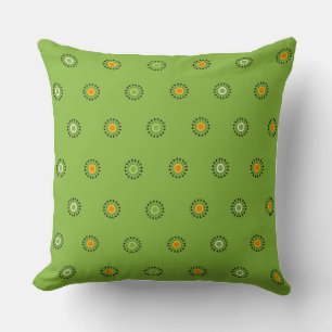 Modern Green and Orange Dandelion Pattern Cushion