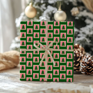 Modern Green and Pink Christmas Wrapping Paper