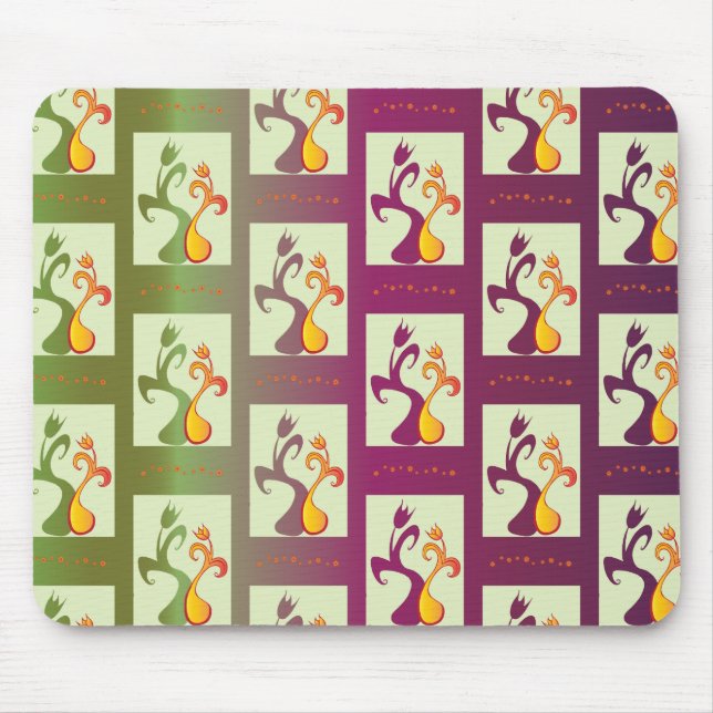 Modern Green and purple Tulip Couple pattern Mouse Pad (Front)