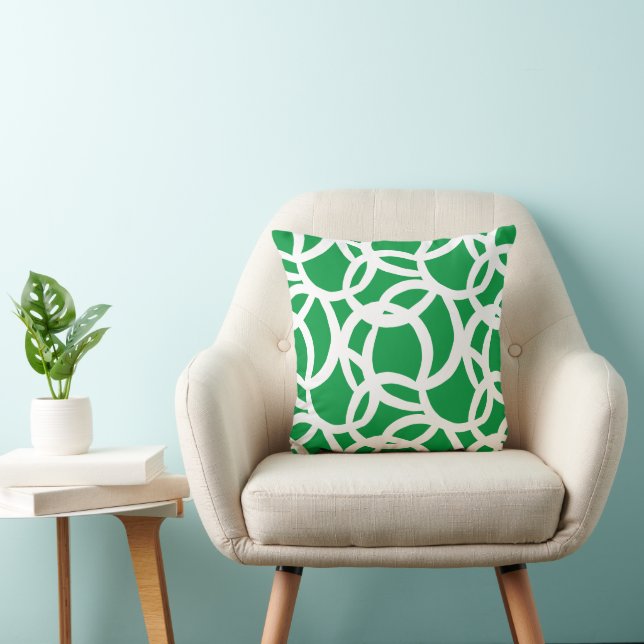 Modern Green and White Abstract Pattern Cushion (Chair)