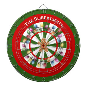 Modern Green And White Christmas lights Themed Dartboard