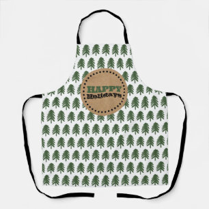 Modern Green and White Christmas Tree Apron