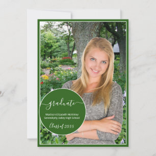 Modern Green and White Circle Photo Graduation Announcement