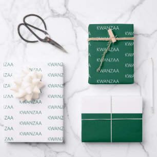 Modern green and white Kwanzaa Wrapping Paper Sheet