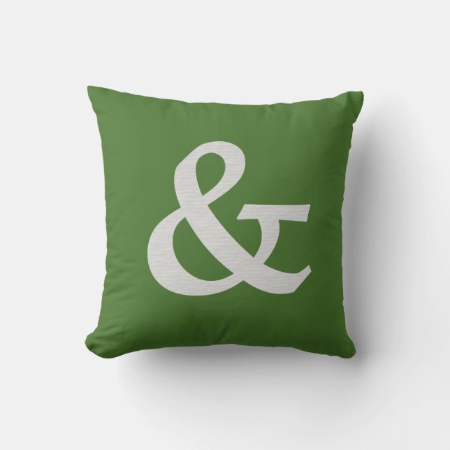 Modern Green and White Textured Ampersand Symbol Cushion (Front)