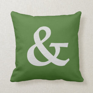 Modern Green and White Textured Ampersand Symbol Cushion