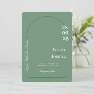 Modern Green and White Wedding Invitatation Invitation