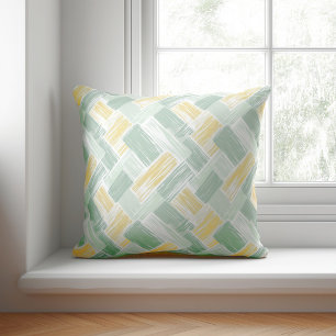 Modern Green and Yellow Abstract Cushion