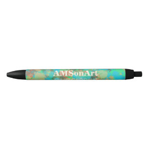 Modern Green and Yellow Drops Abstract Design Black Ink Pen