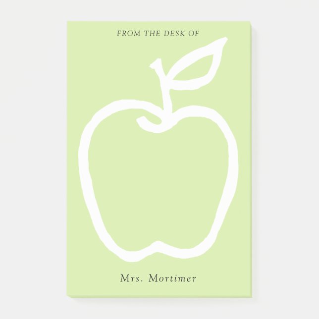Modern Green Apple Teacher From the Desk of 4 x 6 Post-it Notes (Front)
