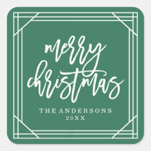Modern Green Art Deco   Holiday Square Sticker