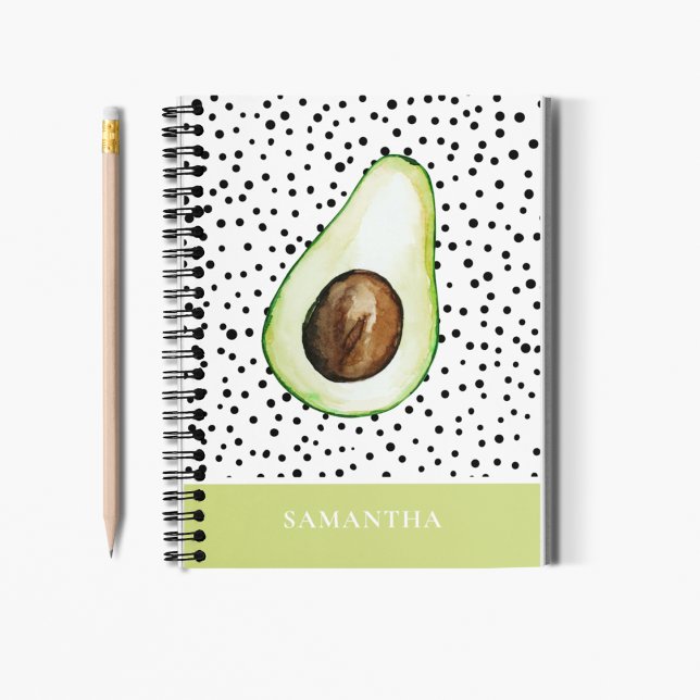 Modern Green Avocado Personalised Name  Notebook (Creator Uploaded)