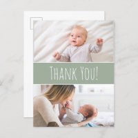 Modern Green Baby boy shower Cute Thank you