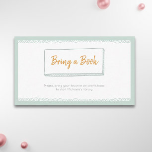 Modern Green Baby Shower Bring a Book Enclosure Card