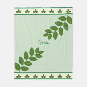 Modern Green Bay Leaves Fleece Blanket