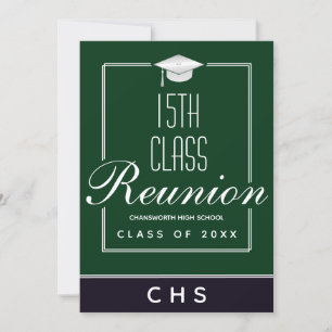 Modern Green Black 15th Class Reunion Invitation
