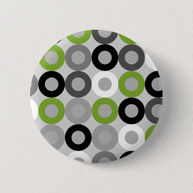 Modern green, black and white dots Button (Front)