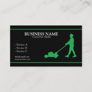 Modern Green & Black Landscape Technician Lawn Business Card