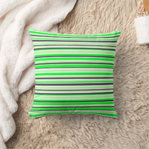 Modern Green Black Stripes Cushion