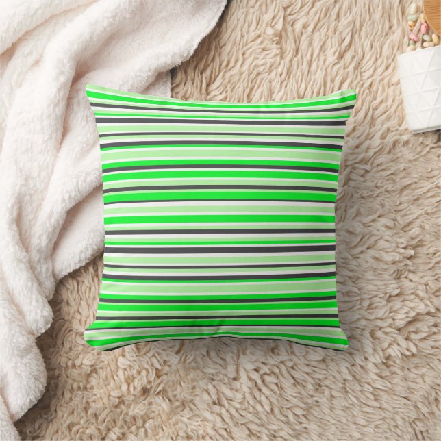Modern Green Black Stripes Cushion (Blanket)