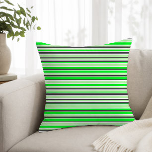 Modern Green Black Stripes Cushion