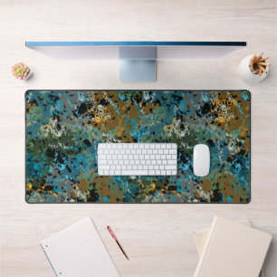 Modern Green Blue Camo Army Masculine Custom Name  Desk Mat