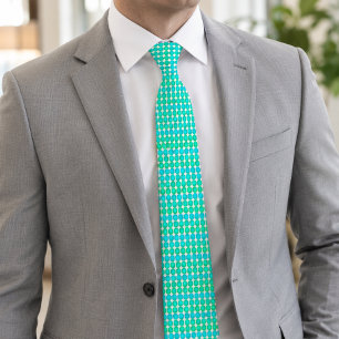 Modern Green Blue Octagon Pattern Tie