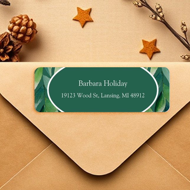 Modern Green Bohemian Nature Return Address Label (Creator Uploaded)