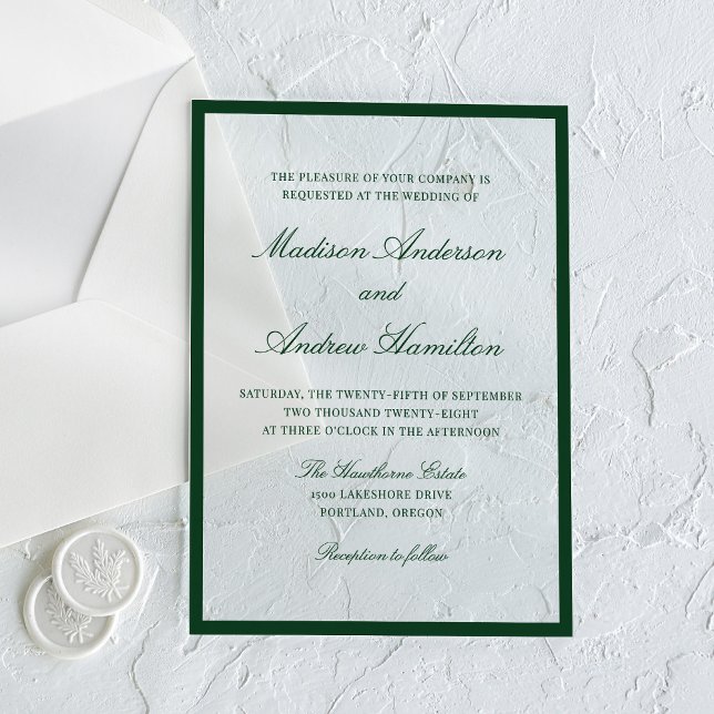 Modern Green Border Wedding Acrylic Invitations (Creator Uploaded)