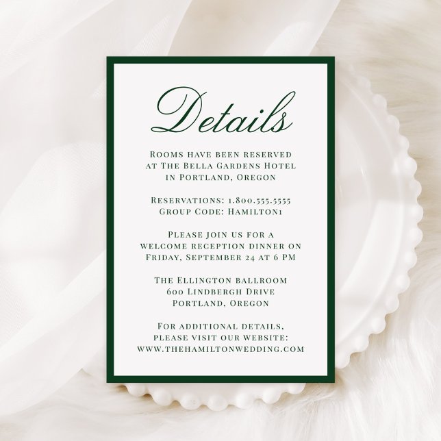 Modern Green Border Wedding Details Enclosure Card (Creator Uploaded)