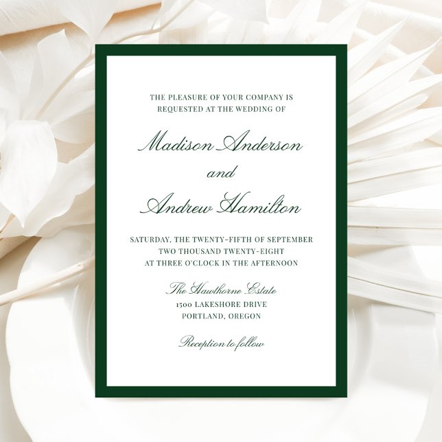 Modern Green Border Wedding Invitation (Creator Uploaded)